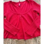 SKIMS  Waffle Long Sleeve Henley Cranberry Size 2X Photo 6