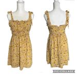 Fashion on Earth Gold Flower Tie Strap Ruffle Mini Summer Dress Size Small Photo 2