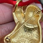 Vintage AVON Gold Teddy Bear with Rhinestones in Original Red Cord Necklace Photo 7