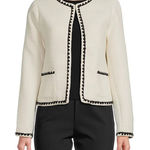 WDNY Contrast Trim Bouclé Jacket Size Medium Black Photo 0