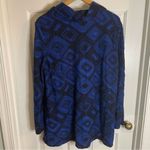 Ali Miles Royal Blue and Black Design tunic Sweater with Cowl Neck Size XL Photo 5