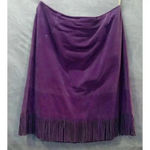 Vtg. Cuir Zebra Purple Suede Leather Fringe Western Skirt Size 12 Photo 0