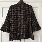 Damee Multicolor Rainbow Tweed Peplum Jacket Bell Sleeves Size Extra Large (XL) Black Photo 9