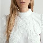 ZARA  Lace Accents Poplin Blouse S Photo 2