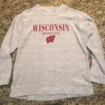 Wisconsin Badgers Women XL‎ Terry Cloth Gray Red Long Sleeve Sweatshirt College Photo 0