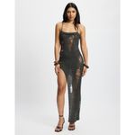 Jaded London Laddered Knit Bandeau Dress in Grey 0 New Womens Maxi Asymmetric Photo 14