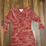 Evan Picone  
Red Sheath Dress with Cowl 
Neck and Bishop Sleeves Photo 2