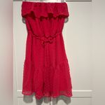 ASOS NWOT  DESIGN Ruffle Bandeau Mini Skate Dress With Belt In Textured Hot Pink Photo 3