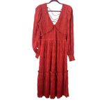 SEA NEW‎ YORK Pasha Pleated Smocked Midi Dress Brick Red Medium Photo 6