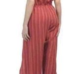 Anthropologie  Drew Emerson Strapless Jumpsuit Striped Side Slits Linen Red XS Photo 1
