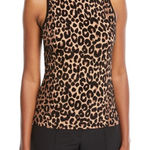 Milly Mock-Neck Sleeveless Cheetah Sweater Vest Knit Top XS Mobwife Designer Photo 0