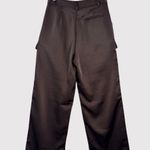 The Noli Shop Womens Pants Brown Milan Satin Cargo Relaxed Full Length Trouser 8 Photo 2