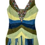 NWT Mandalay Quartz Green Blue Silk Beaded Sequin Midi Evening Gown Dress Size 4 Photo 2