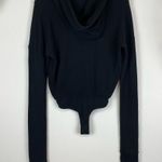 n:philanthropy NEW  Maurita Hooded Waffle Knit Bodysuit In Black Cat Small Photo 6