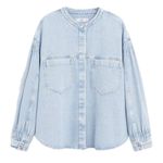 Mango Puff Sleeve Denim Top Shacket Photo 0