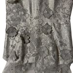 Rickie Freeman Teri Jon Silver Gray Floral Jacquard Applique Evening Gown Size 4 Photo 5