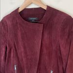 Ann Taylor Suede Genuine Leather Jacket Burgundy Sz XS Biker Moto Photo 1