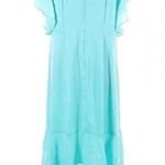 The Limited  | Aqua Blue High Low Ruffle Hem Short Sleeve Midi Dress Size 0X Photo 1