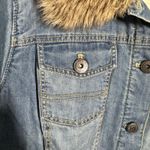 Ruff Hewn  90s Y2K Faux Fur Collar Denim Jacket Women L Blue Western Sherpa Lined Photo 4