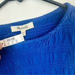 Madewell NWT Smocked Boatneck Tank in Brilliant Sapphire - Size: XXS Photo 3