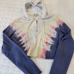 Wildfox Edelweiss Wash Tie-Dye Hadley Half-Zip Crop Hoodie Photo 1