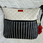L by Betsey Jhonson Elegant White and Black Striped Women's Bag Photo 0