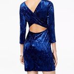Teeze Me Crushed Velvet Cutout Twist Back Long Sleeve Mini Dress Blue Size M Photo 1