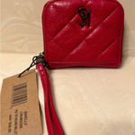Steve Madden  BWELLY Crimson Half Zip Around Wallet  Cards Slip Red 4" X 3.5" Photo 0