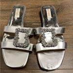 Badgley Mischka Silver Josette Flat Metallic Slide Sandals Photo 4