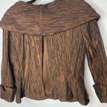 Cachet Brown Crinkle Blouse Jacket Sz 4 Photo 6