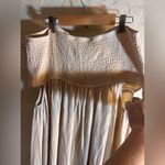 Forever 21  Cream Smocked Maxi Dress strapless side cutout summer stretch beach Photo 10