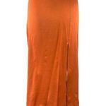 & Other Stories & Other Stories Orange Silky Satin Zipper Slit Midi Straight Pencil Slip Skirt 2 Photo 0