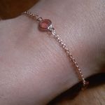 Beveled Pink Glass Ion Plated Rose Gold Stainless Steel Station Bracelet Photo 0
