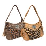 Leopard Spots Western Leather Handbag Hobo Bag Brown Photo 0