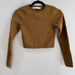 ZARA  Ribbed Knit Cropped Long Sleeve Top Moss Medium Photo 4