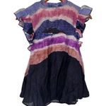 Chufy Northern Lights Kaia Navy Watercolor Top size Small Ruffle Tie Dye Stripes Blue Photo 9