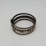 Handmade Woven Rattan Bracelet Brown and White Geometric Pattern Medium Cuff Photo 4