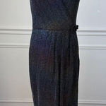 Gygess Rainbow Ombre Pixellated Shimmer Down Illusion Neck Plunging Back 44 12 Black Photo 0