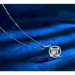 Boutique NEW Women’s Princess Cut Simulated Diamond Star 14k‎ Gold Plated S925 Necklace Photo 4