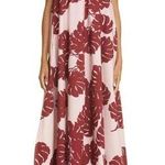 LaDouble J Selva Sleeveless Cotton Tent Dress Pink Red Monstera Tropical Leaf S Photo 0