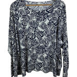 Lands' End  Leaf Print Top Size 3X 24W Navy Smooth Stretch Nautical Resort Coastal Photo 0
