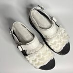 Dr. Martens Voss Heart Fluffy Faux Fur Platform Sandals in White Milled Nappa Photo 6