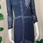 Pretty Angel Mauve Purple Knit Silk Floral Dress Photo 0