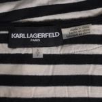 Karl Lagerfeld Womens T-Shirt Black Striped Cap Sleeve Scoop Neck Stretch Lace S Photo 5