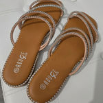 Rouge Helium Rouge Rhinestone Sandals Strappy Slides Summer Flats Casual Shoes 10 Photo 0