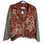 Vintage Y2K Blazer Size 10 Embroidered Lace Sleeve Lightweight Boho Western Red Photo 0