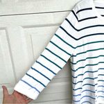 Talbots Womens Sweater Cream Blue Ombré Stripe Lace Up Shoulder XL Photo 5