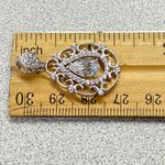 925 Silver Filigree Pear Cut Pendant Necklace Bridal Feminine Crystal Jewelry Photo 6
