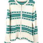 Croft & Barrow  size large‎ New with tags zip up cardigan sweater white green Photo 0