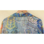 ZARA Crop Top S Paisley Patchwork Tie Front Sheer Multicolor Ruffles Bell Sleeve Photo 3